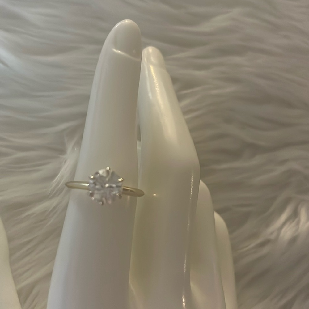Mossanite 14 karat gold, plated, sterling silver solitaire ring